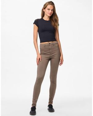 Pieces Jeggings Color Caramelo-Marrón - Azul
