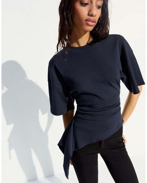 Bershka Short Sleeve Ruched T-shirt - Blue