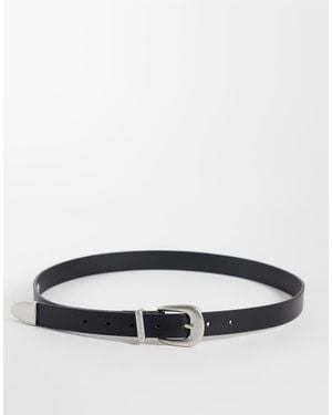 ASOS Cintura Sottile Con Fibbia Arrotondata E Punta - Grigio