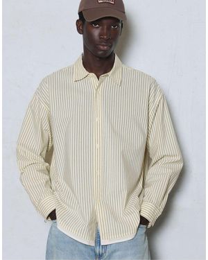 Pull&Bear Gestreiftes langarmhemd - Grau