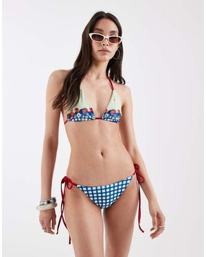 Daisy Street Set Van Gestrikt Triangel Bikinitopje En Broekje Met Gestrikte Zijkanten - Wit