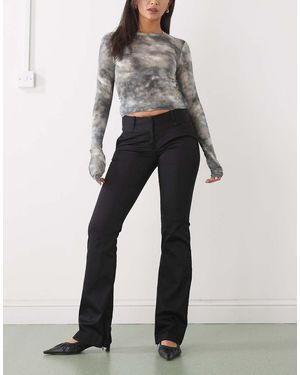 Monki Elegante Flare-Broek Met Stretch En Rits - Zwart
