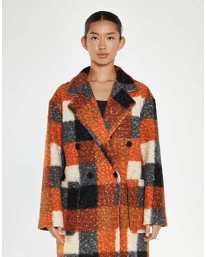 Glamorous Double-Breasted Midi Coat - Red