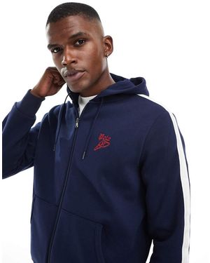 Polo Ralph Lauren Run Club Stripe Taped Sleeve Full Zip Pique Hoodie - Blue