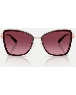 Michael Kors Occhiali Da Sole A Farfalla Corsica Con Lenti Rosse - Rosa