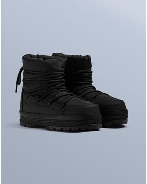 Oysho – après-ski-stiefel zum schnüren aus nylon - Schwarz