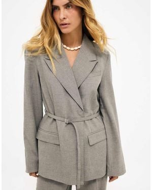NA-KD Belted Regular Blazer - Grey
