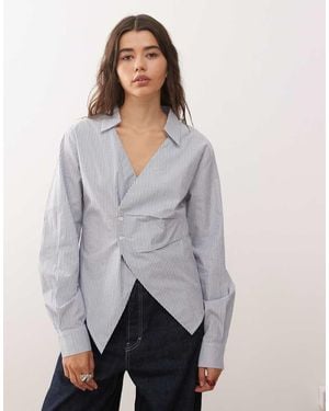 Collusion Cinched Waist Wrap Shirt - Grey