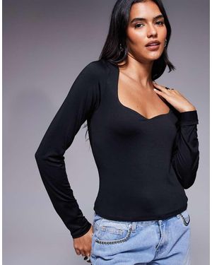 ASOS Double Layer Long Sleeve Top With Ruched Bust - Blue