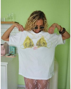 Kiwi & Co Camiseta Blanca Extragrande Con Estampado Gráfico De Bikini De Algodón - Verde