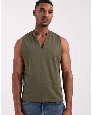 ASOS Regular Fit Boxy Oversized Tank With V Neck - Green