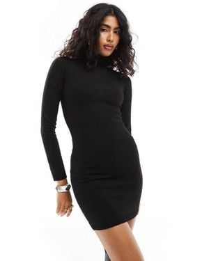 Bershka Knitted High Neck Dress - Black