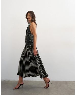 TOPSHOP Contrast Print Beaded Strap Maxi Dress - White