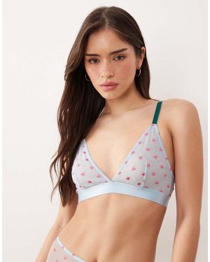 Lemonade Dolls Bralette Van Mesh Met Geborduurde Hartjes - Blauw