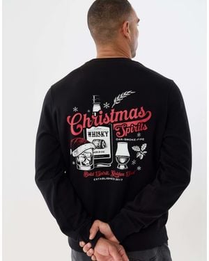 Threadbare Christmas Spirits Graphic Print Sweatshirt - Blue