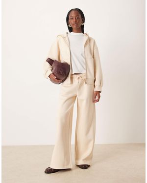 ASOS Premium 500gsm Seamed Wide Leg jogger - Natural