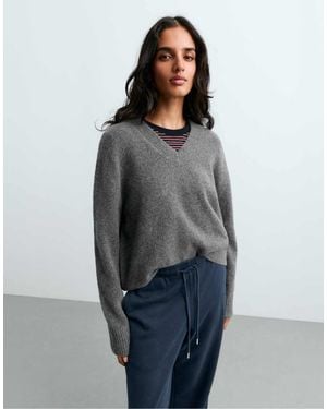 Oysho Soft-Touch V-Neck Jumper - Grey