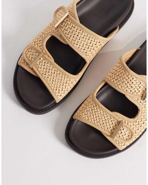 ASOS Sandales en raffia naturel à deux brides - Noir
