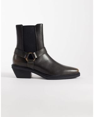 ASOS Distressed Chelsea Boots With Metal Hardware And Cuban Heels - Black