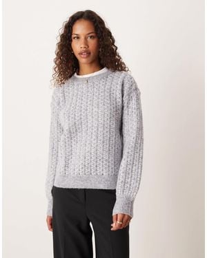 Vila Diagonal Stitch Knitted Sweater - Gray