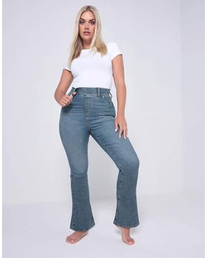 Yours Clothing Denim Flared Jeggings - Blue