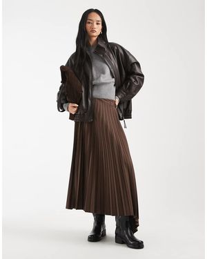 ASOS Hanky Hem Pleated Maxi Skirt - Brown