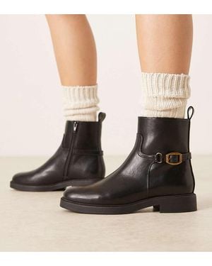 ASOS Wide Fit Archie Flat Smart Ankle Boots With Buckle - Black