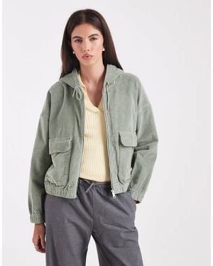 ONLY Zipped Through Cord Hooded Jacket - Gray