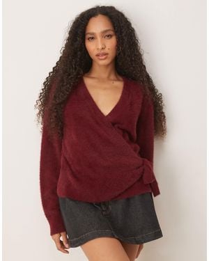 ASOS Knitted Wrap Cardigan - Red