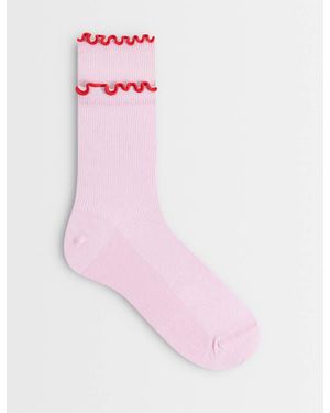 ASOS Ankle Socks With Contrast Double Frill Trim - Pink