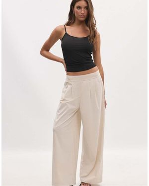 Stradivarius Palazzo jogger Trousers With Elastic Waistband - Natural