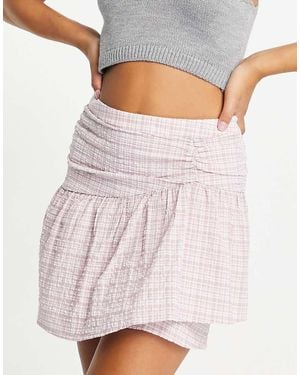 Vila Cheesecloth Skirt With Frill Hem - Pink