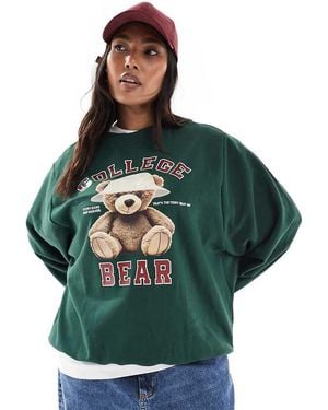 ONLY Sudadera Extragrande Con Estampado De Oso De Peluche De - Verde