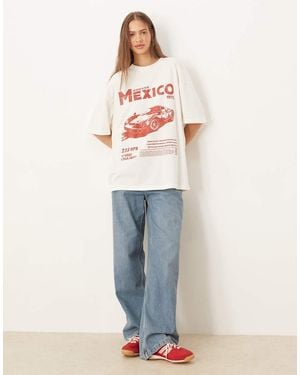 ASOS Oversized T-Shirt Met 'Mexico'- En Autoprint - Blauw