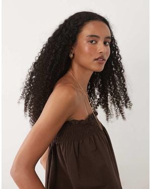 ASOS Conjunto Marrón De Top Fruncido Con Escote Palabra De Honor De Mezcla De Lino
