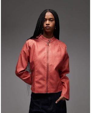 Collusion Chaqueta Biker Lavado De - Rojo
