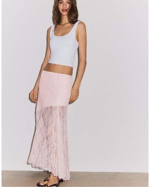 Stradivarius Long Lace Skirt - Pink
