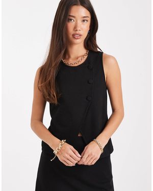 Vero Moda Soft Asymmetric Placket Detail Vest Mix & Match - Black