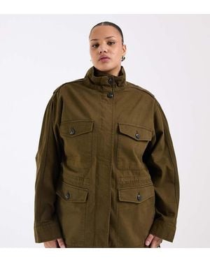 ASOS Asos Design Curve Cotton Four Pocket Parka Jacket - Green