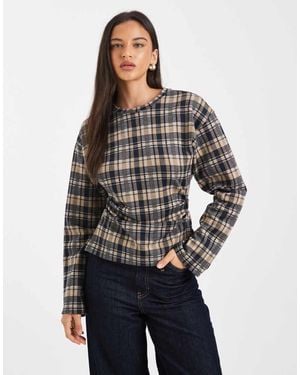 ASOS Long Sleeve Top With Corset Waist Detail - Blue