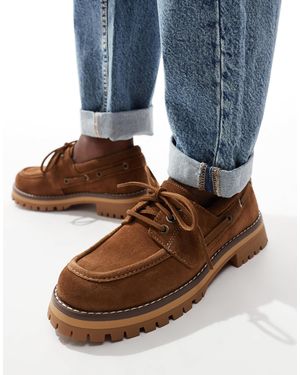 Stradivarius Faux Suede Boat Shoe - Blue
