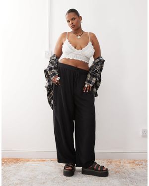 Noisy May Loose Fit Linen Mix Trouser - Black