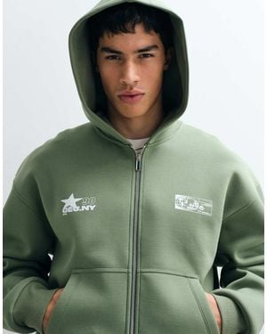 ASOS Felpa Squadrata Comoda Con Cappuccio E Zip - Verde