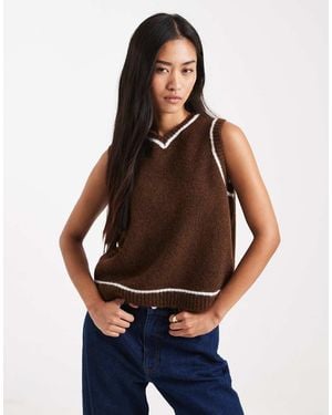 ASOS Gebreid Hemdje Met Wol-Look En Contrasterende Gekleurd Streepje - Blauw
