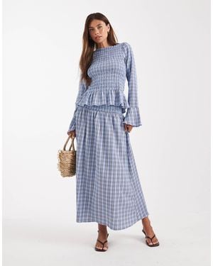 Vero Moda Shirred Waist Maxi Skirt Co-ord - Blue
