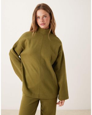 ASOS Top long d'ensemble ultra doux à col roulé et couture sur le devant - kaki - Vert
