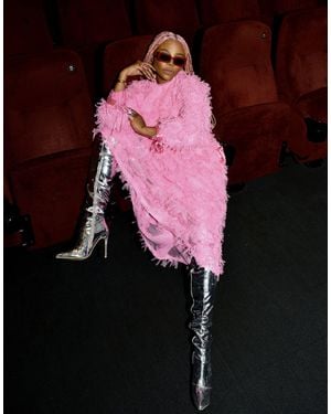 Labelrail X Juliette Foxx Textured Mesh Oversized Maxi Dress - Pink