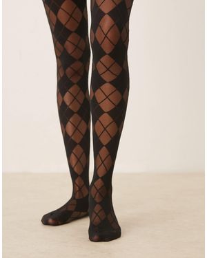 ASOS Argyle Check Tights - Brown