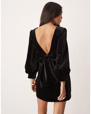 Forever New Velvet Bow Back Mini Dress - Black