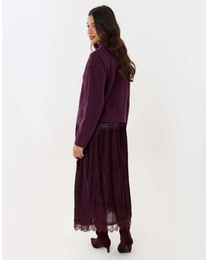 Threadbare Jumper Dress With Crinkle Satin Skirt - Purple